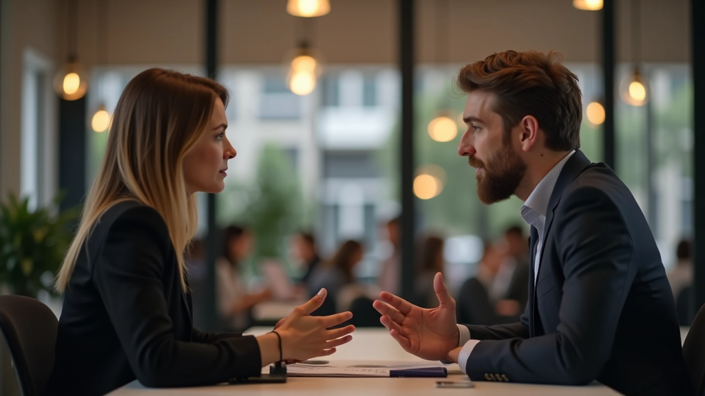Twee mensen in professioneel gesprek met volle aandacht en respectvolle communicatie